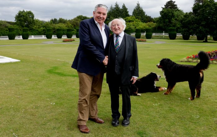 John Cunningham with President of Ireland, Michael D. Higgins at the Gaisce Gold Award Ceremony.